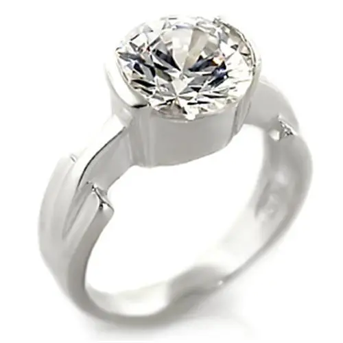 32125 - High-Polished 925 Sterling Silver Ring with AAA Grade CZ  in Clear