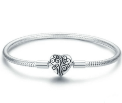 Sterling Silver Tree of  Life Heart Bracelet